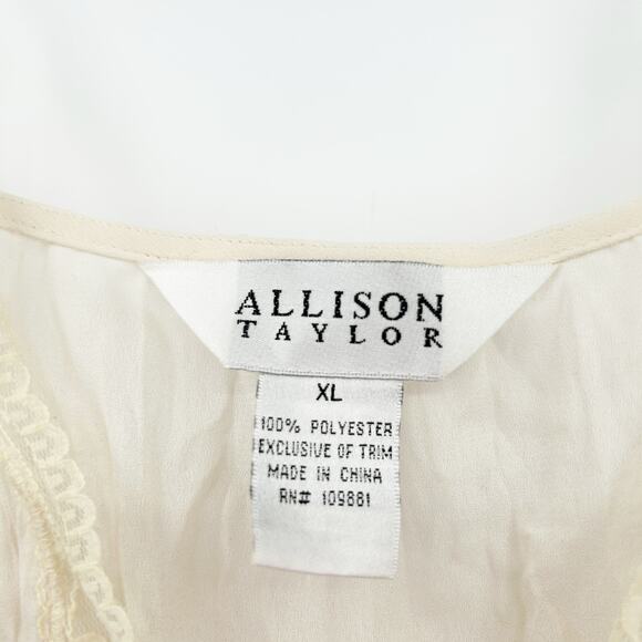 Allison Taylor Womens VTG Vintage Y2K‎ Coquette Lace Trim Cami Top Size XL Cream - Picture 4 of 6
